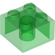 Lego kostka (kostička) 2x2, průhledná zelená (4143334, 6092675, 6219774)